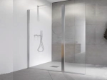 Paroi de douche fixe avec partie mobile - Largeur 80 à 100 cm, hauteur 195 cm - Verre de sécurité 6 mm - Traitement anti-calcaire - STOCK DISPONIBLE - Livraison offerte